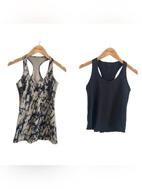 Lululemon Black and Marble Bundle of Two Racerback Tank Tops XS/S